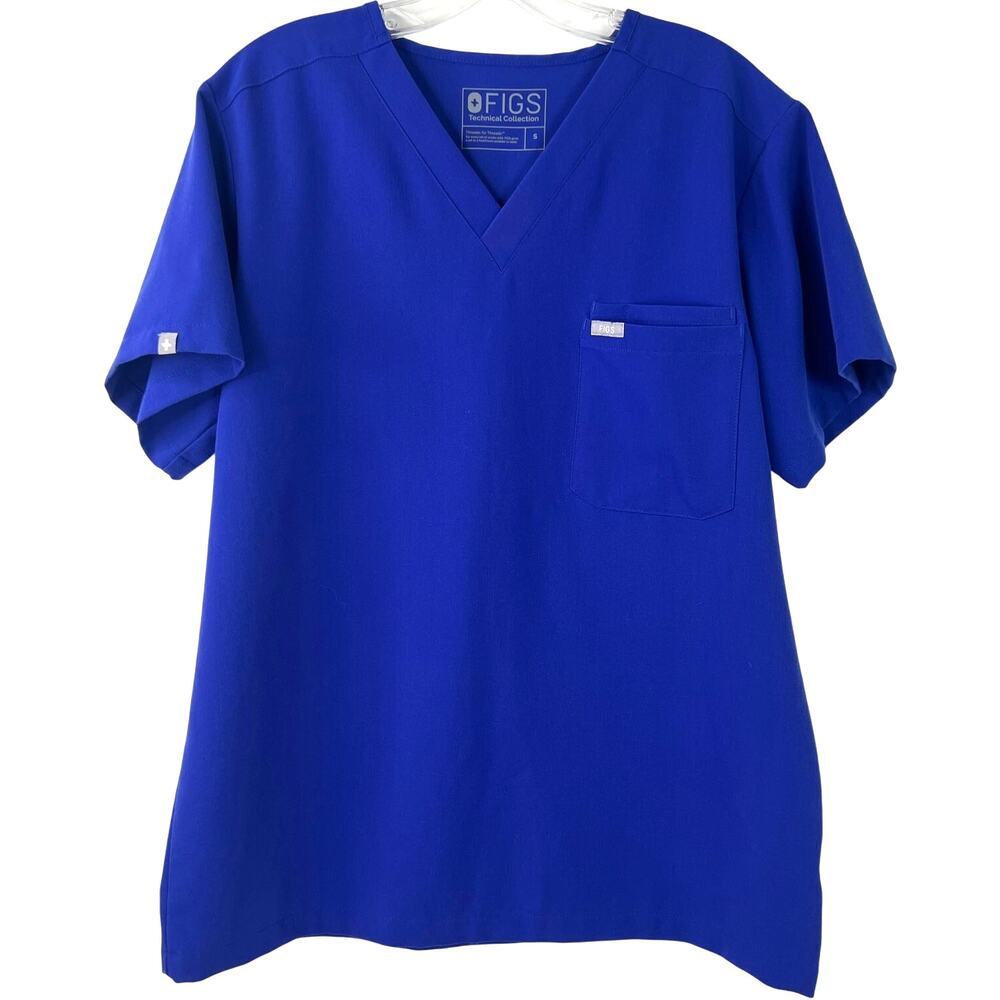 FIGS Women's Catarina One-Pocket Scrub Top Blue/Purple Short Sleeves Size Small